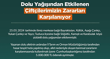 Dolu Yağışından Etkilenen Çiftçilerin Zararları Karşılanıyor