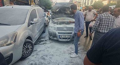Seyir halindeki araç yandı