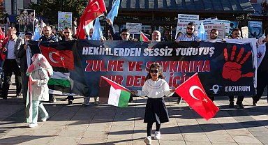 Sağlıkçıların Erzurum'da 47 haftalık sessiz yürüyüşü