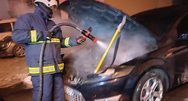 Van'da park halindeki otomobilde yangın