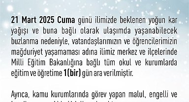 Elazığ'da eğitime 1 gün ara