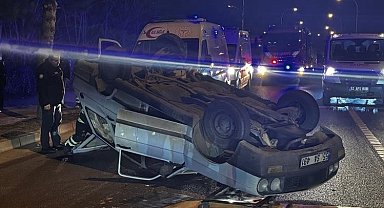 Ordu'da arızalanan otomobil takla attı, sürücü yara almadan kurtuldu