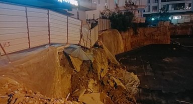 Alanya'da inşaatın koruma duvarı yıkıldı