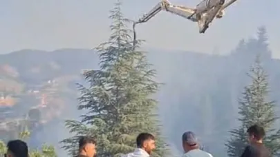 Malatya’daki orman yangınına beton pompasıyla destek