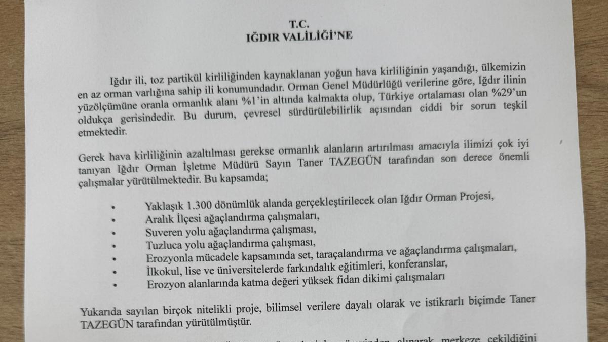 Iğdır Halkı Orman Müdürü Taner Tazegün’ün Kalması İçin Harekete Geçti