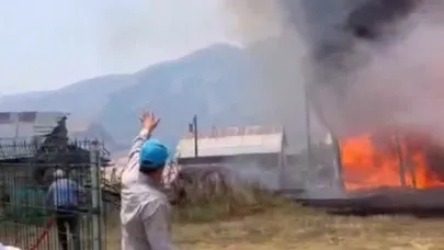 İspir’de ormanlık alanda yangın