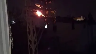 Elektrik direğinde korkutan yangın