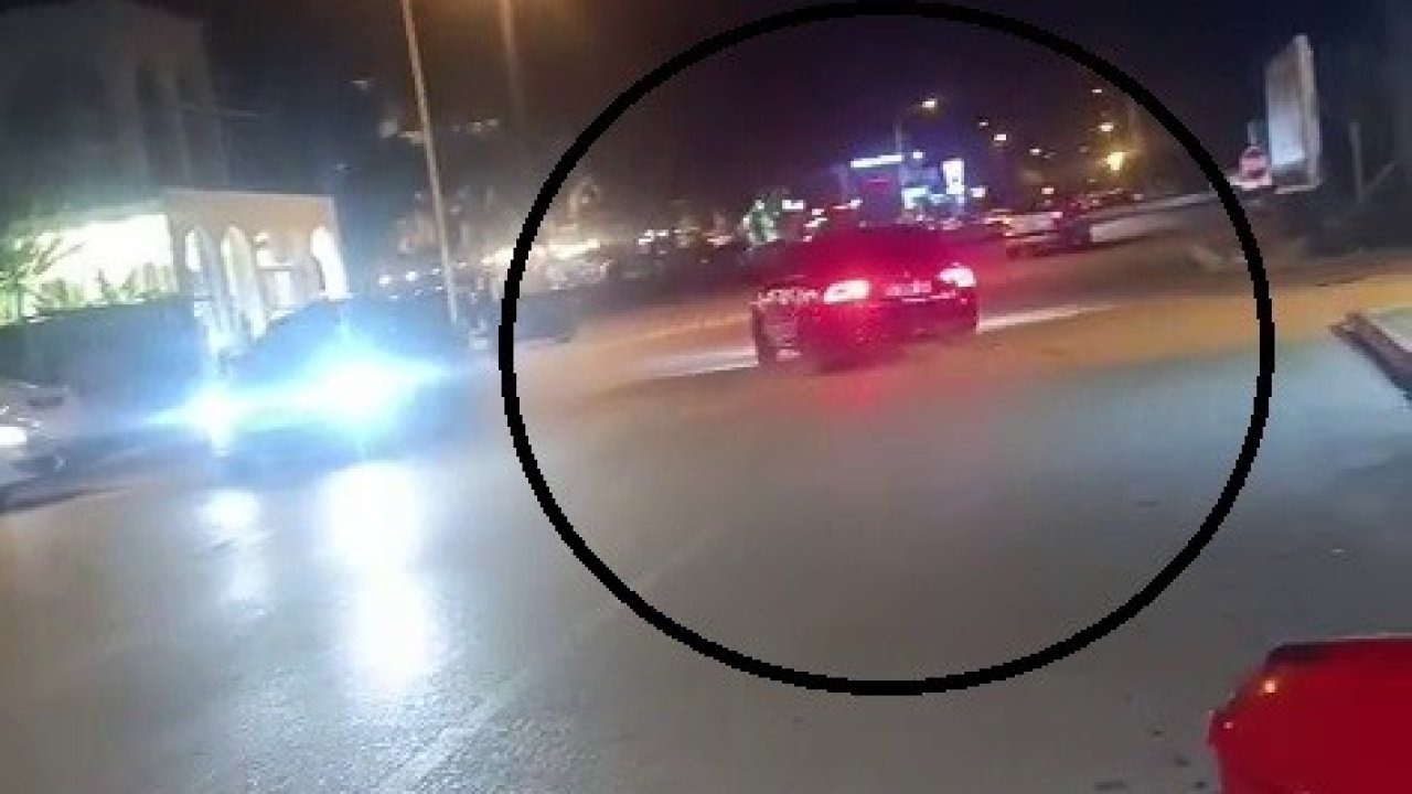 Drift atarken kameraya yakalanan sürücü dereye uçtu