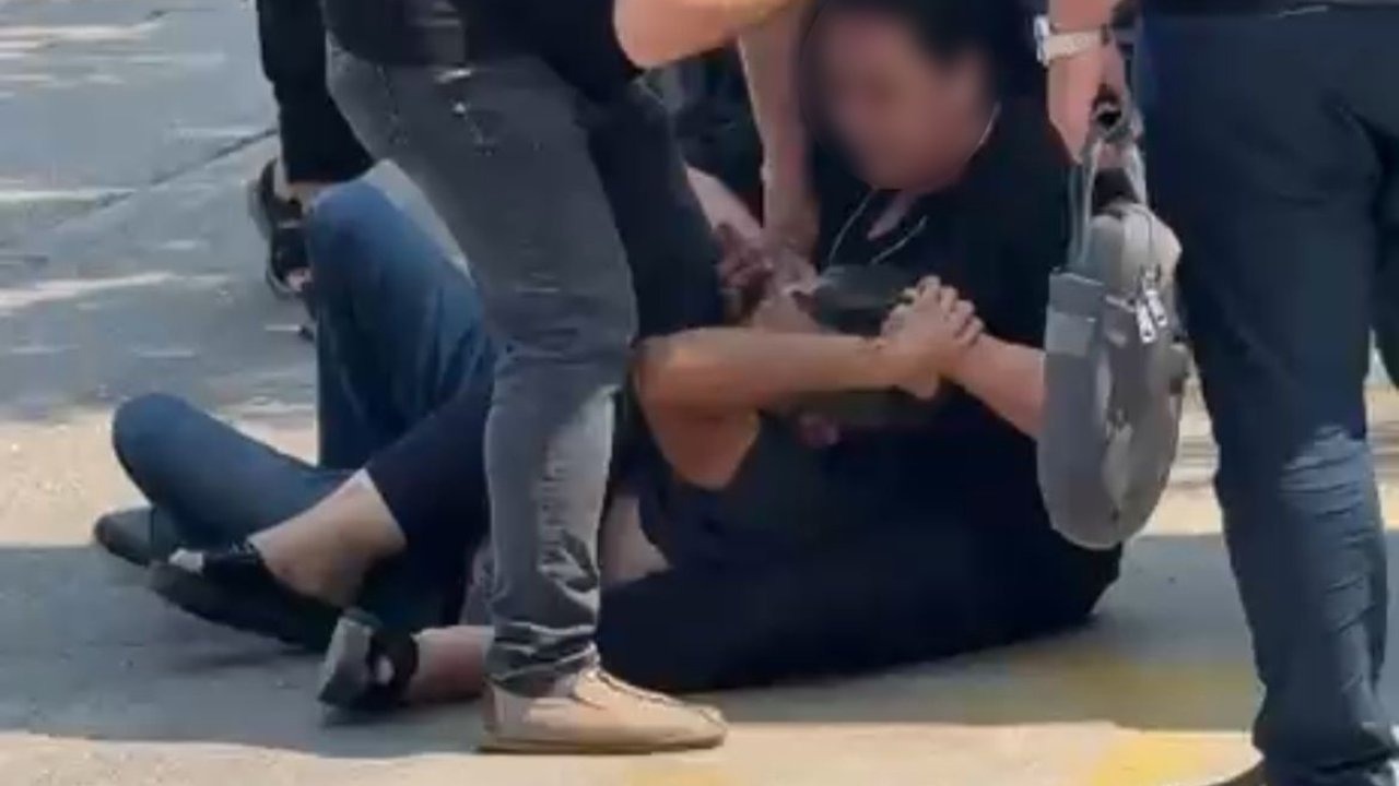 Eski eşinden kocasına meydan dayağı kamerada