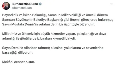 İletişim Başkanı Duran’dan Mustafa Demir için taziye mesajı