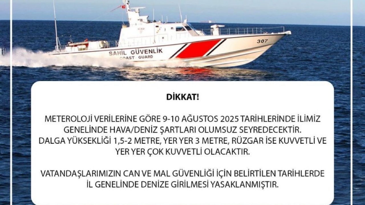 Artvin’de olumsuz hava şartları nedeniyle denize girmek yasaklandı