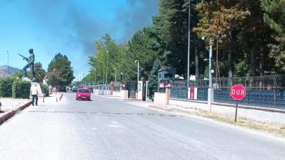 Kütahya Hava Er Eğitim Tugay Komutanlığı’nda çıkan yangın söndürüldü