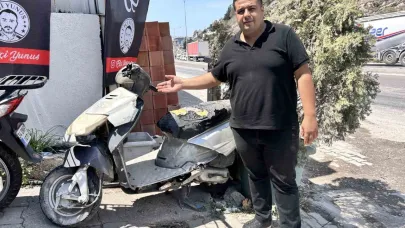 Motoru çalamayınca hız göstergesini çalan hırsız kamerada