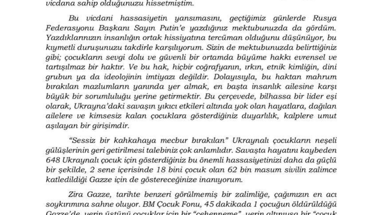 Emine Erdoğan’dan Melania Trump’a Gazze’deki insani krize ilişkin mektup: