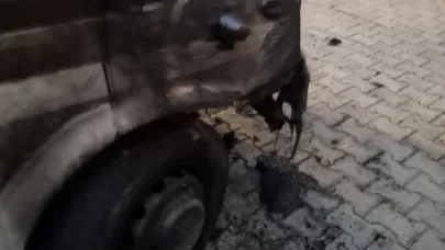 Kağızman da park halindeki 1 araç yandı