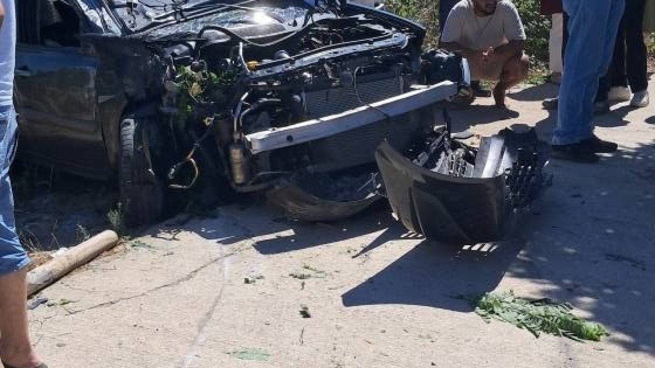 Önce aydınlatma direğine, sonra ağaca çarptı: 2 yaralı
