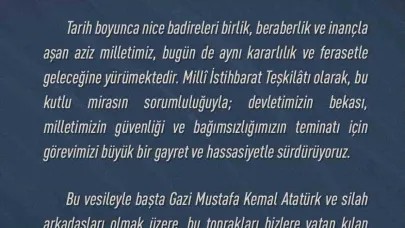 MİT Başkanı Kalın’dan, 30 Ağustos mesajı