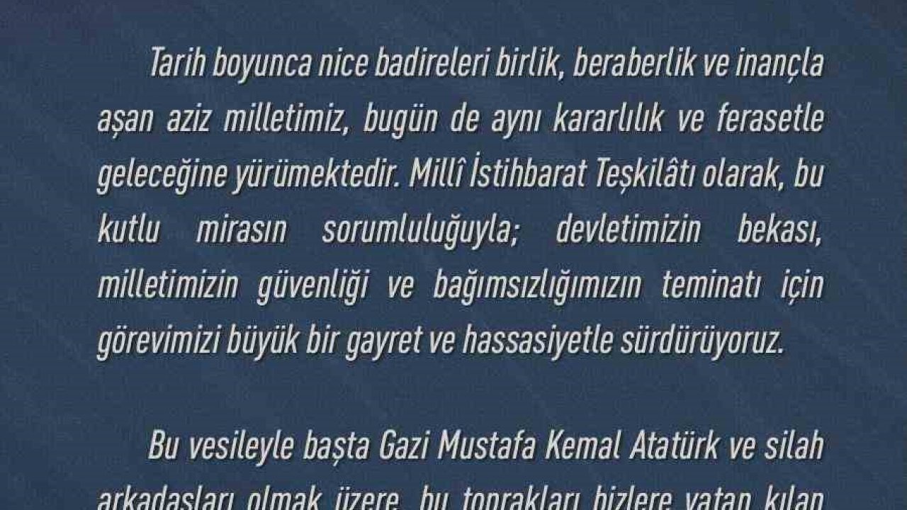 MİT Başkanı Kalın’dan, 30 Ağustos mesajı