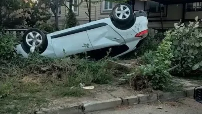 Otomobil takla atı, sürücü kazayı yara almadan atlattı