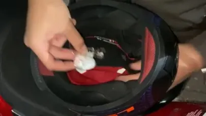 Motosiklet kaskına gizlenmiş uyuşturucu ele geçirildi