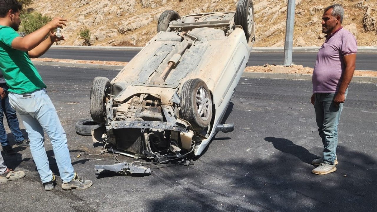 Adıyaman’da otomobil takla attı