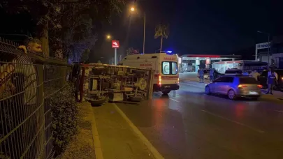 Gazipaşa’da devrilen kamyonetin sürücüsü ve eşi yaralandı