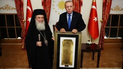 Cumhurbaşkanı Erdoğan, Kudüs Rum Ortodoks Kilisesi Patriği 3’üncü Teofilos’u kabul etti