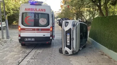 Ataşehir’de otomobil yan yattı: 1 yaralı