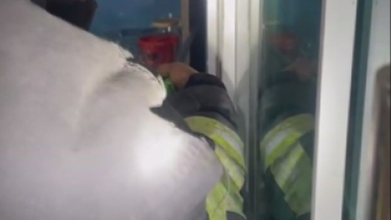Marketin soğutma dolabına giren yılanı, itfaiye yakaladı