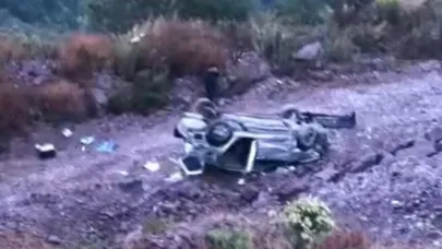 Kontrolden çıkan otomobil şarampole yuvarlandı