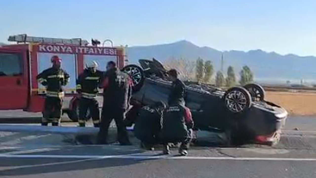 Konya’da otomobil takla attı: 3 yaralı