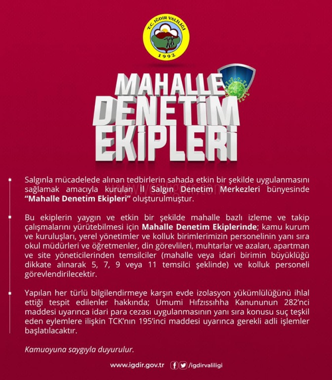 Mahalle Denetim Ekipleri oluşturuldu