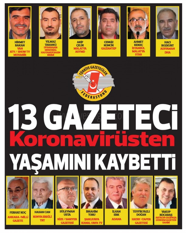 Türkiyede koronavirüsten 13 gazeteci hayatını kaybetti