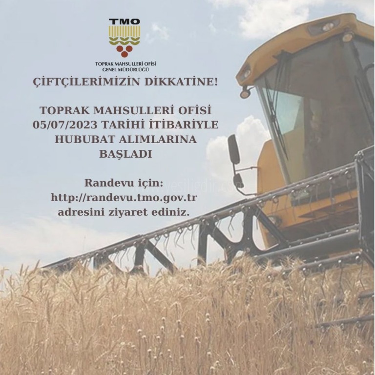 İlimizde Hububat alımları başlıyor