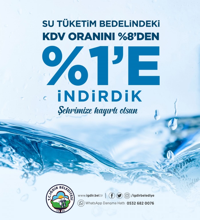 İçme suyundan alınan KDV yüzde 8den 1'e düşürüldü