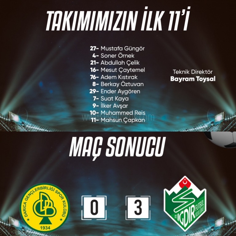 ALAGÖZ HOLDİNG IĞDIR FK DEPLASMANDAN 3 GOL VE 3 PUANLA DÖNDÜ