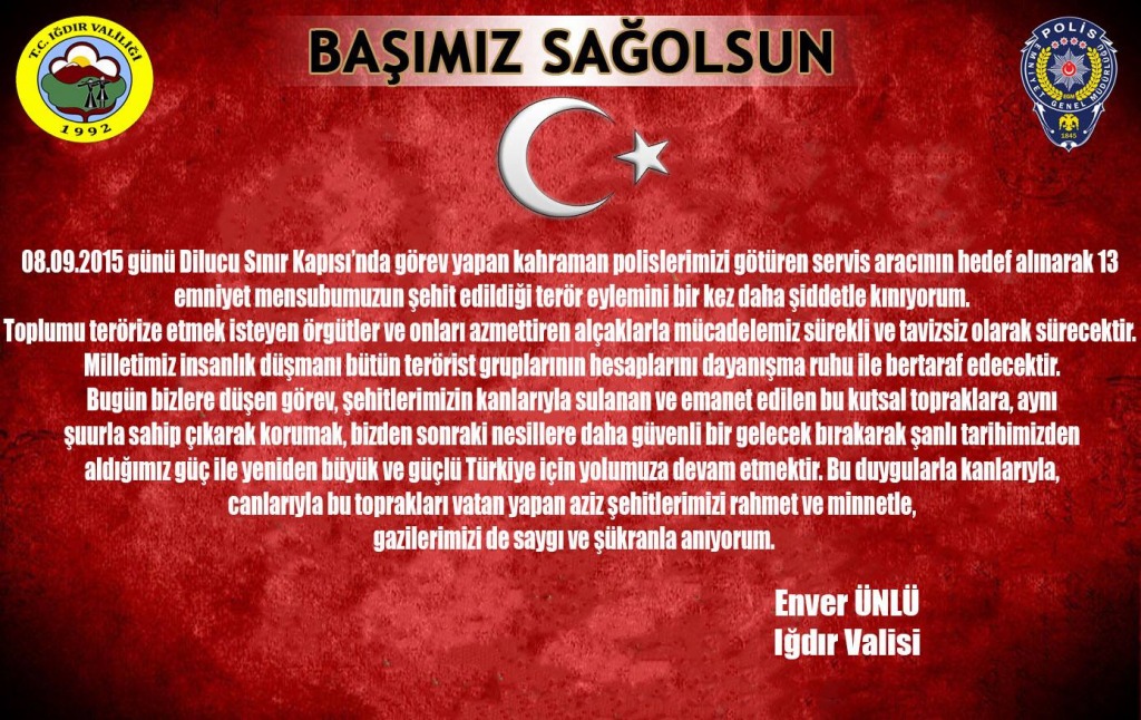 Vali Enver Ünlü 13 Şehidi Andı