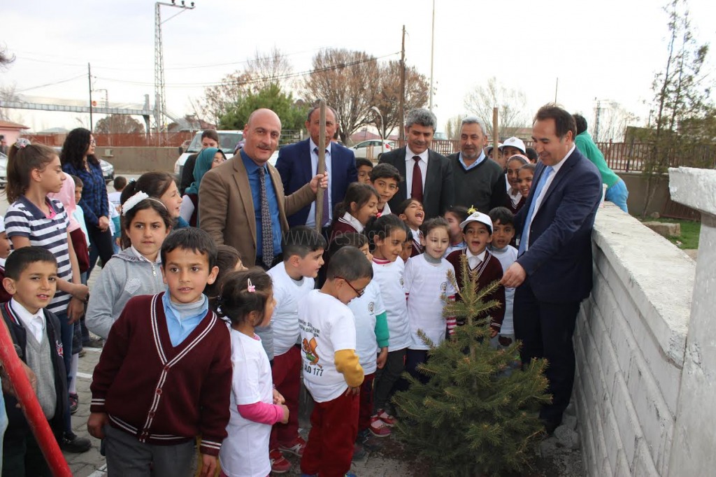 YAYCI KÖYÜ İLKOKULU BAHÇESİNE FİDAN DİKİLDİ