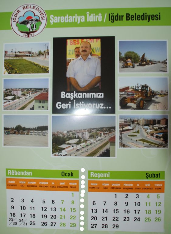 Iğdır Belediyesi'nden 2 Dilde Takvim
