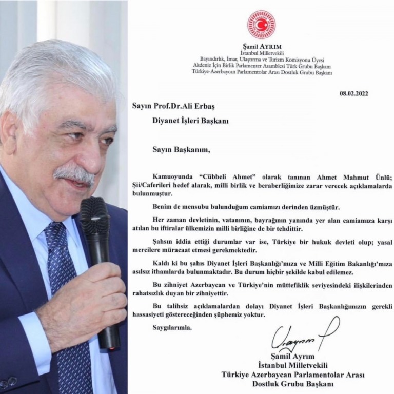 MİLLETVEKİLİ ŞAMİL AYRIMDAN CÜBBELİ AHMETE KINAMA