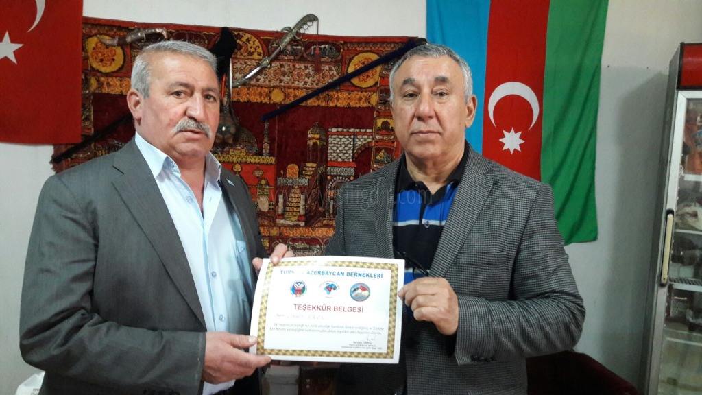TADDEFDEN AZERBAYCAN TÜRKİYE KARDEŞLİĞİNE DESTEK VEREN CAHİT EROLA TEŞEKKÜR BELGESİ