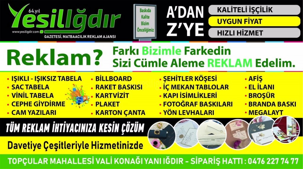 YEŞİL IĞDIR GAZETESİ MATBAASI REKLAM AJANSI