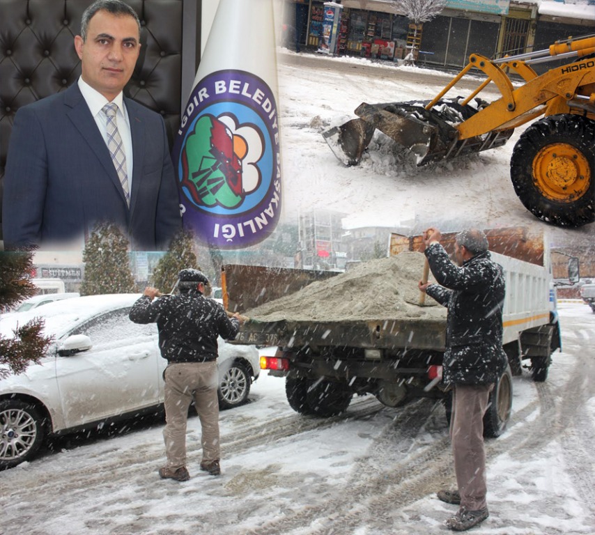 IĞDIR BELEDİYESİNDEN KAR TUZLAMA ÇALIŞMASI