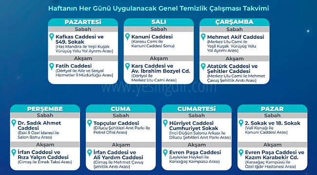 CADDE VE SOKAKLARDA TEMİZLİK ÇALIŞMA PROGRAMI AÇIKLANDI