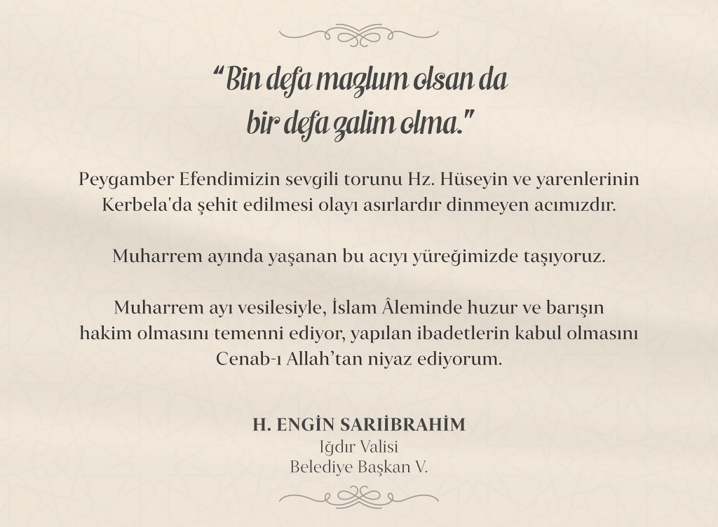 Bin defa mazlum olsan da bir defa zalim olma