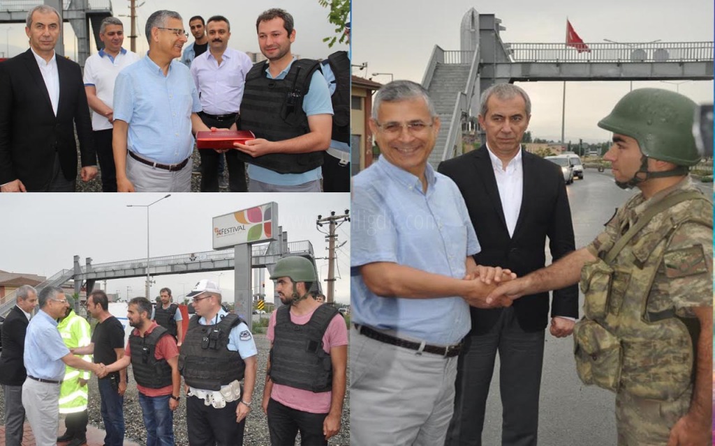 IĞDIR'DA VALİ VE EMNİYET MÜDÜRÜ GÖREVDEKİ GÜVENLİK GÖREVLİLERİ İLE BAYRAMLAŞTI
