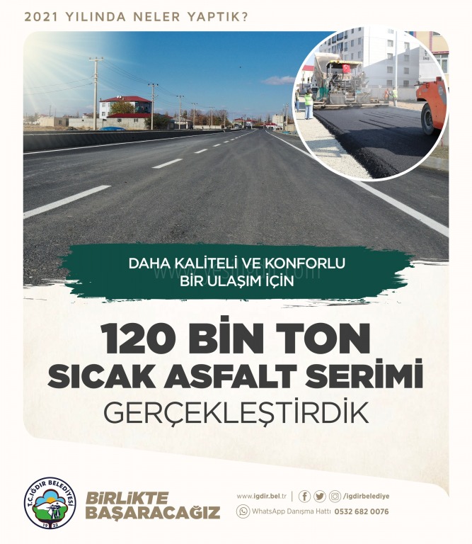 120 BİN TON SICAK ASFALT SERİMİ GERÇEKLEŞTİRİLDİ