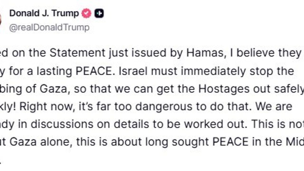 Trump, Hamas’ın ateşkes planını kısmen kabul etmesini değerlendirdi: &quot;Açıklamalarına bakılırsa, kalıcı bir barışa hazır olduklarına inanıyorum&quot;