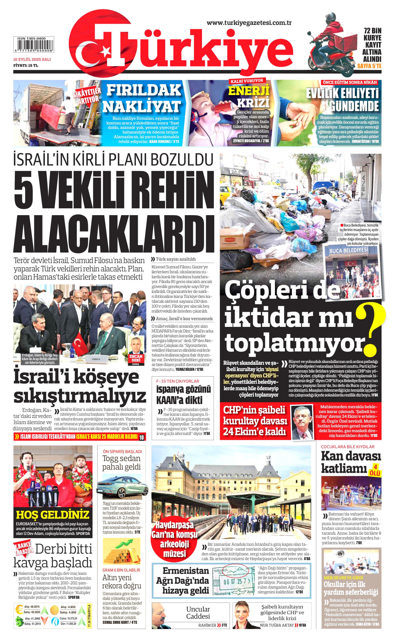 TÜRKİYE GAZETESİ Gazete Manşeti