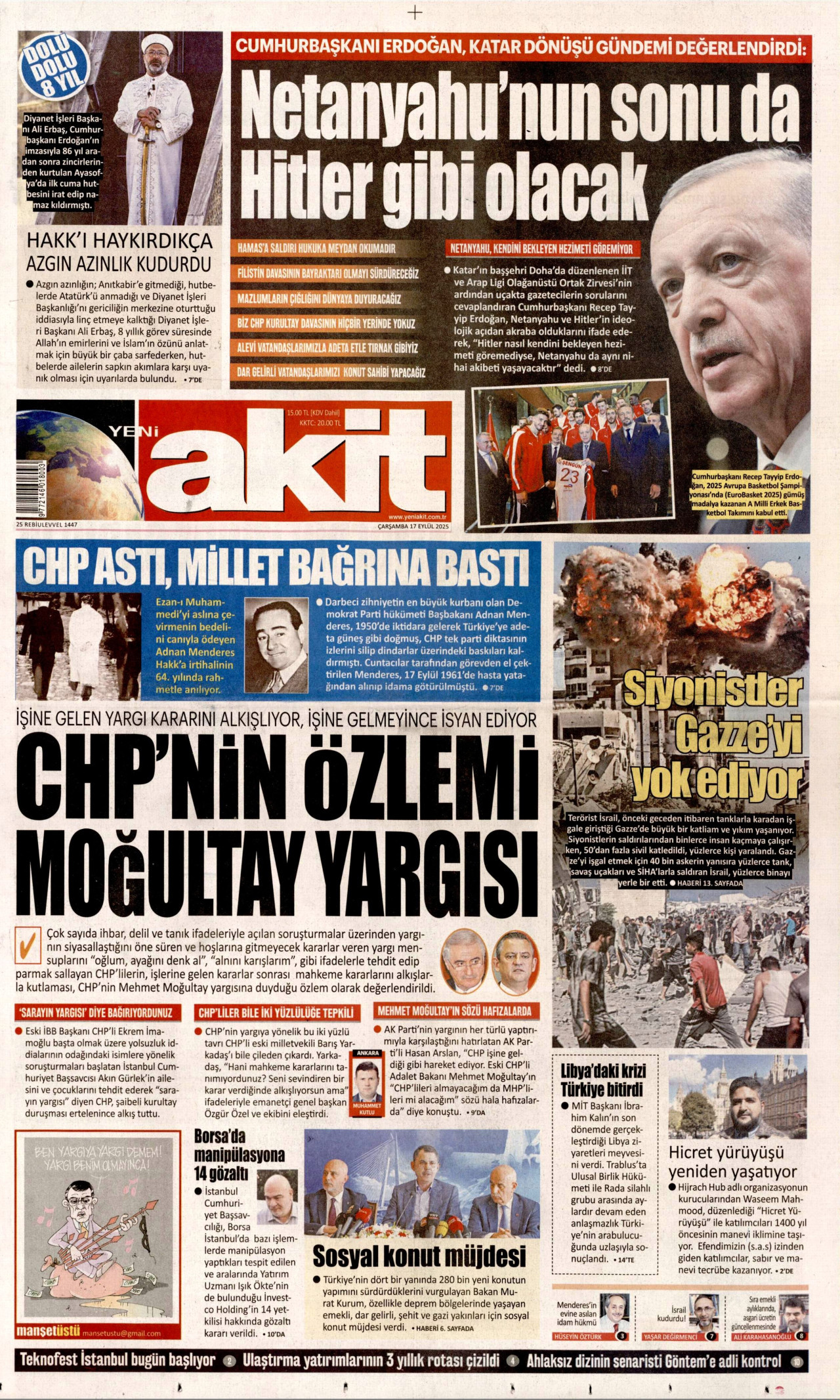 YENİ AKİT Gazete Manşeti